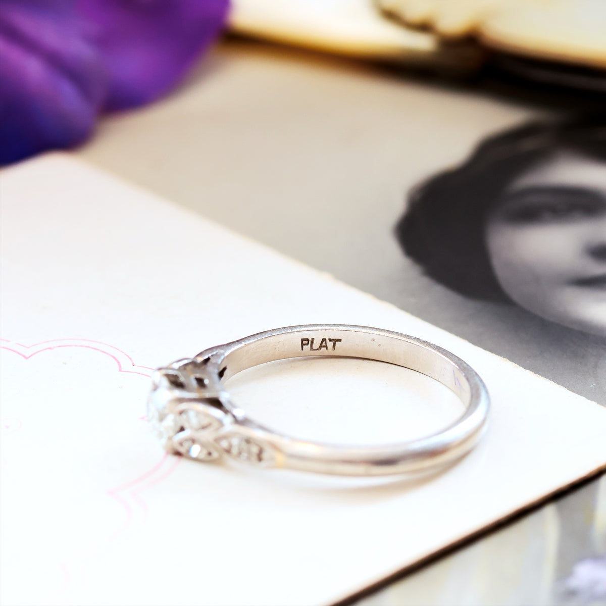 Hand Crafted Vintage Diamond & Platinum Engagement Ring