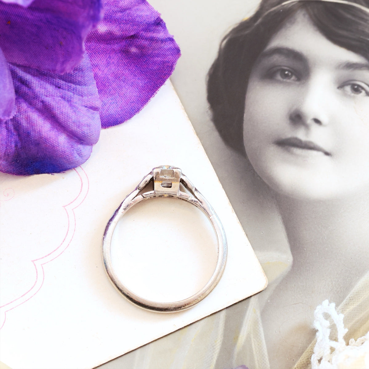 Hand Crafted Vintage Diamond & Platinum Engagement Ring