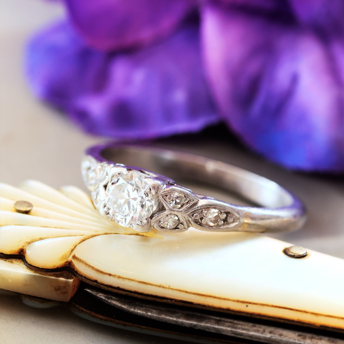 Hand Crafted Vintage Diamond & Platinum Engagement Ring