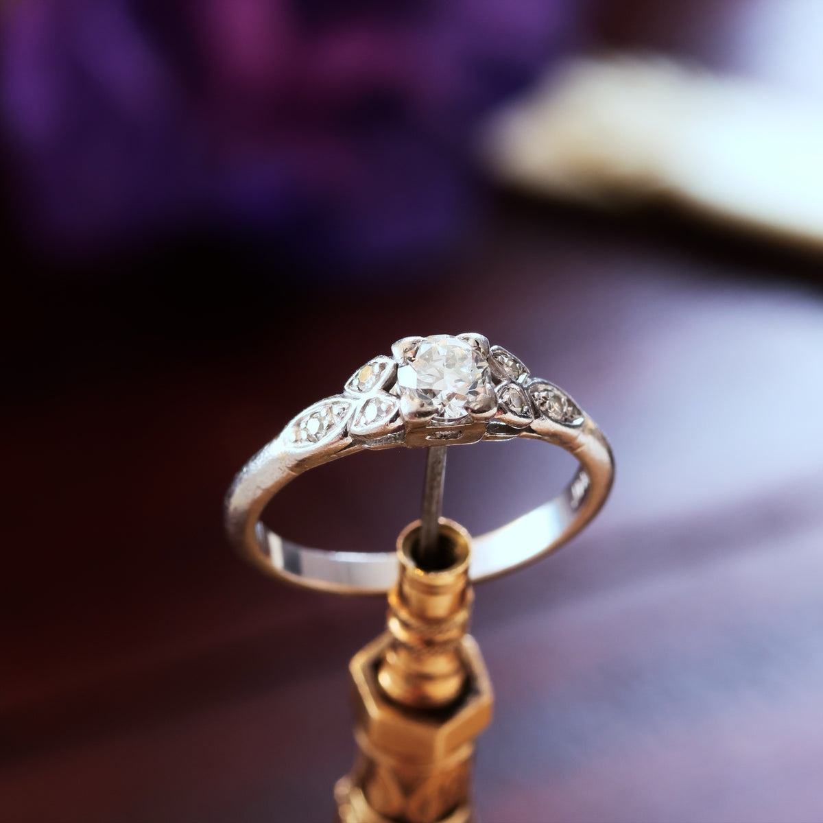 Hand Crafted Vintage Diamond & Platinum Engagement Ring