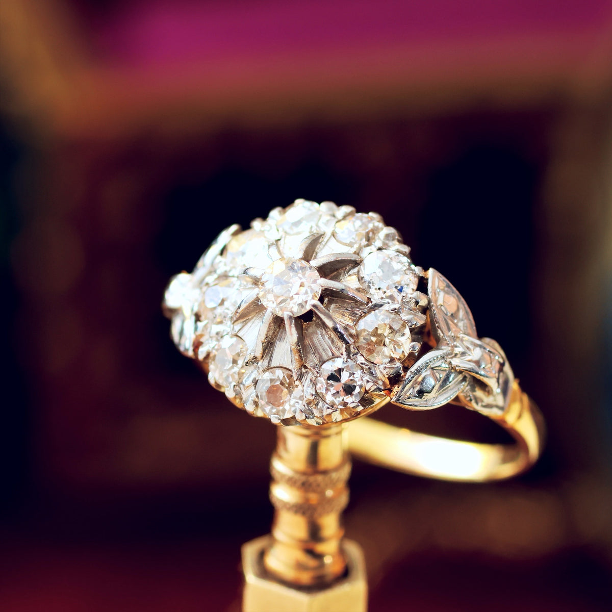 Stupendous Vintage 1950's Diamond Cluster Cocktail Ring