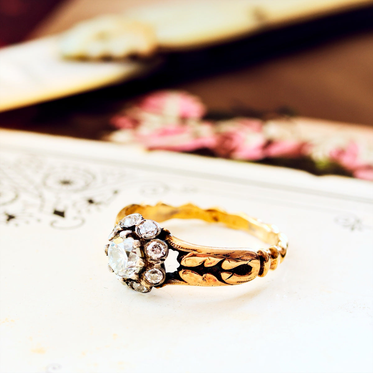 Vintage Diamond Flowerette Cluster Engagement Ring