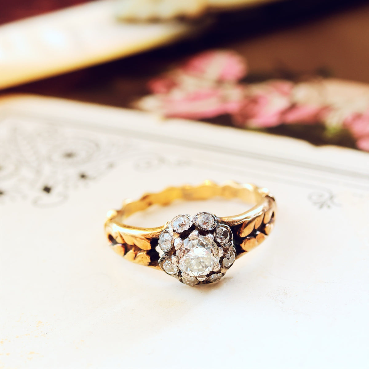 Vintage Diamond Flowerette Cluster Engagement Ring