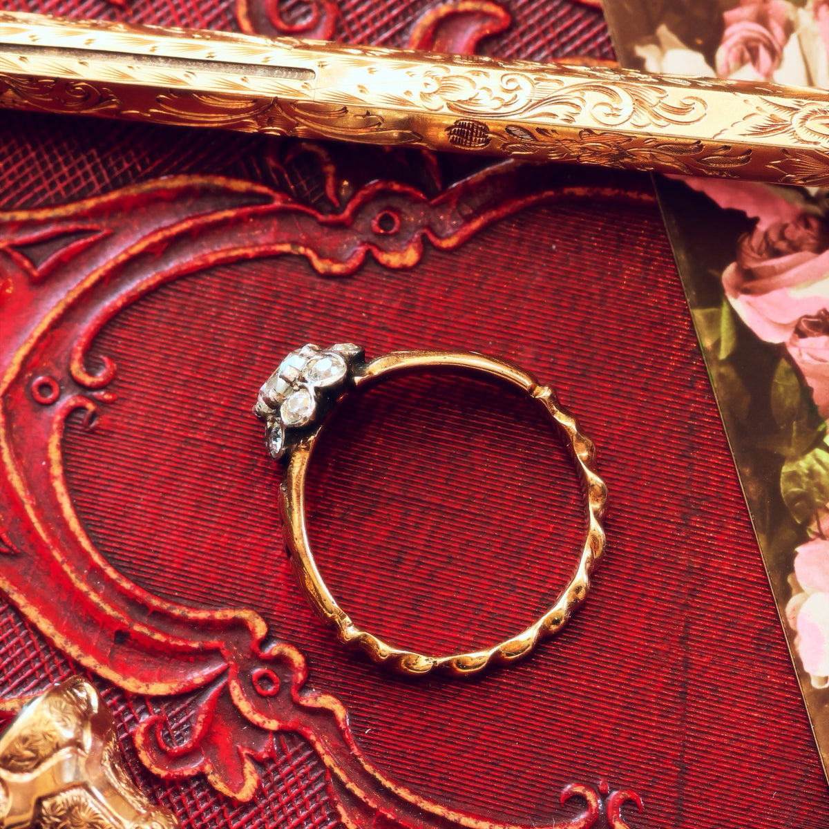 Vintage Diamond Flowerette Cluster Engagement Ring