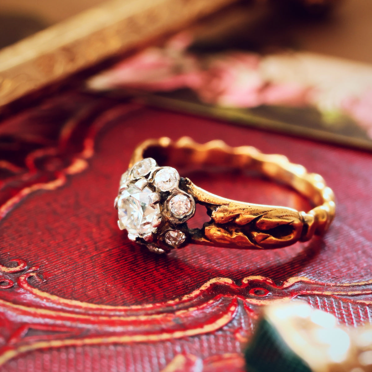 Vintage Diamond Flowerette Cluster Engagement Ring