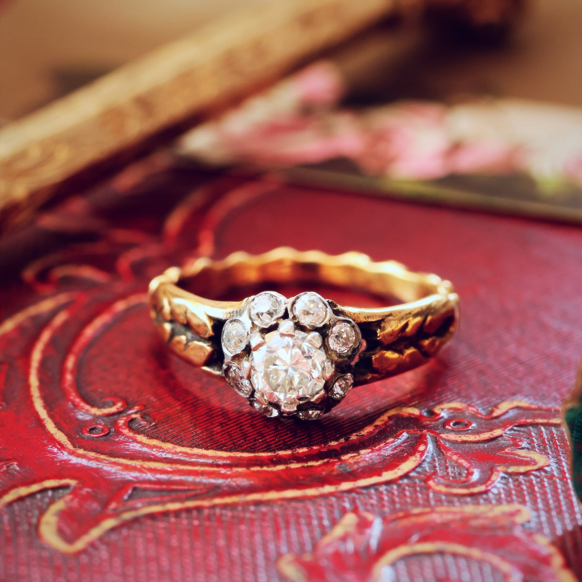 Vintage Diamond Flowerette Cluster Engagement Ring