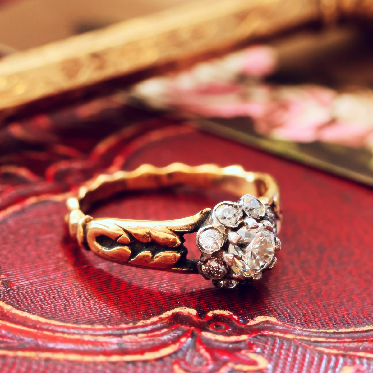 Vintage Diamond Flowerette Cluster Engagement Ring