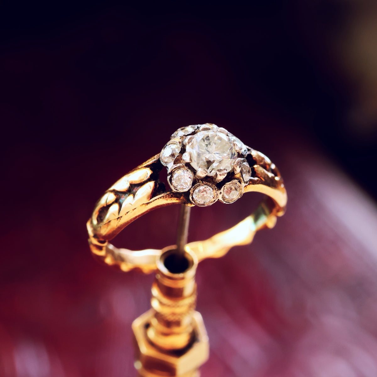 Vintage Diamond Flowerette Cluster Engagement Ring