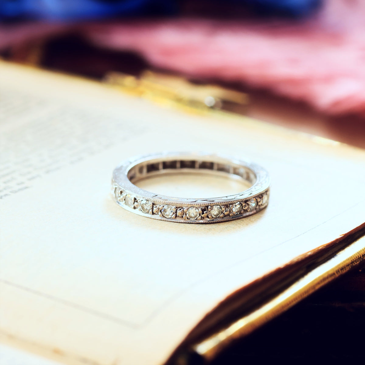 Hand Made Vintage Size K Diamond Half Eternity Ring
