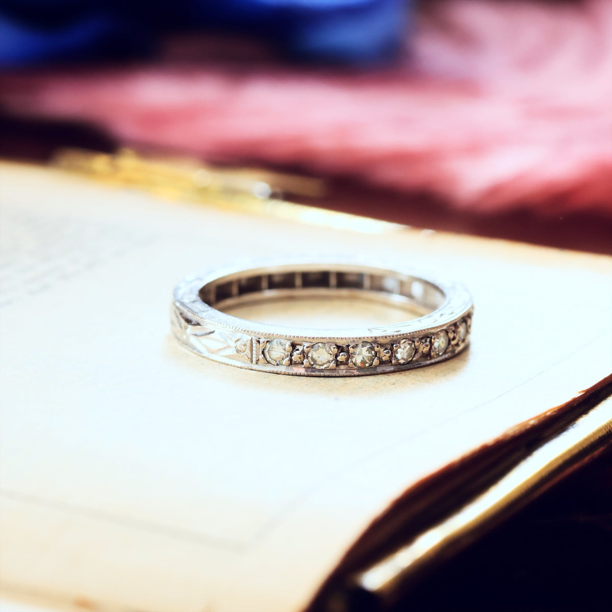 Hand Made Vintage Size K Diamond Half Eternity Ring