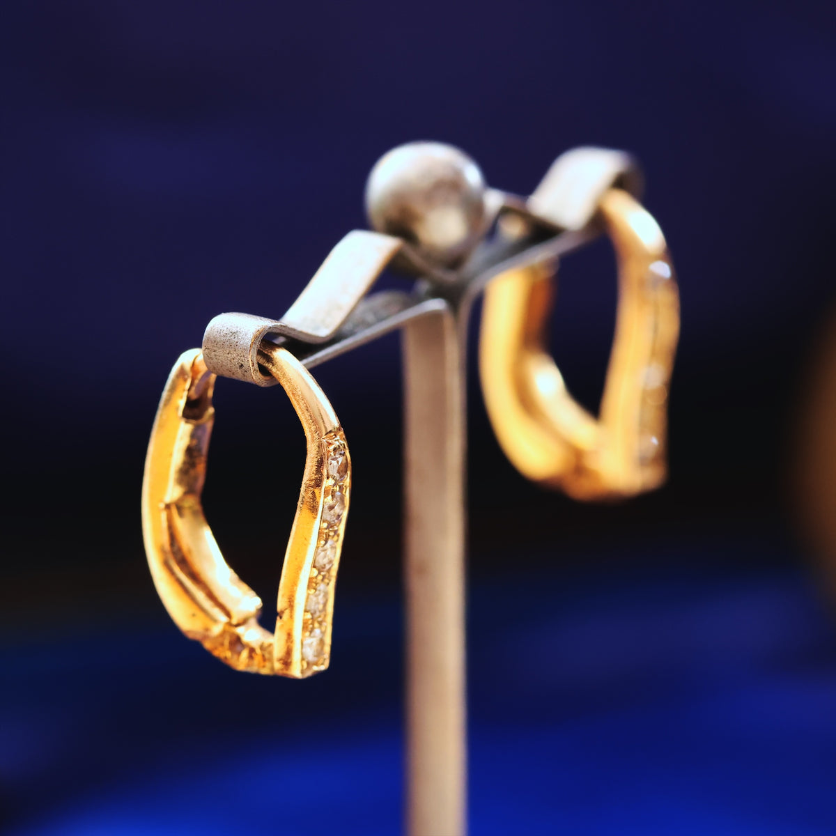 Cute Contemporary Diamond Hoop Earrings