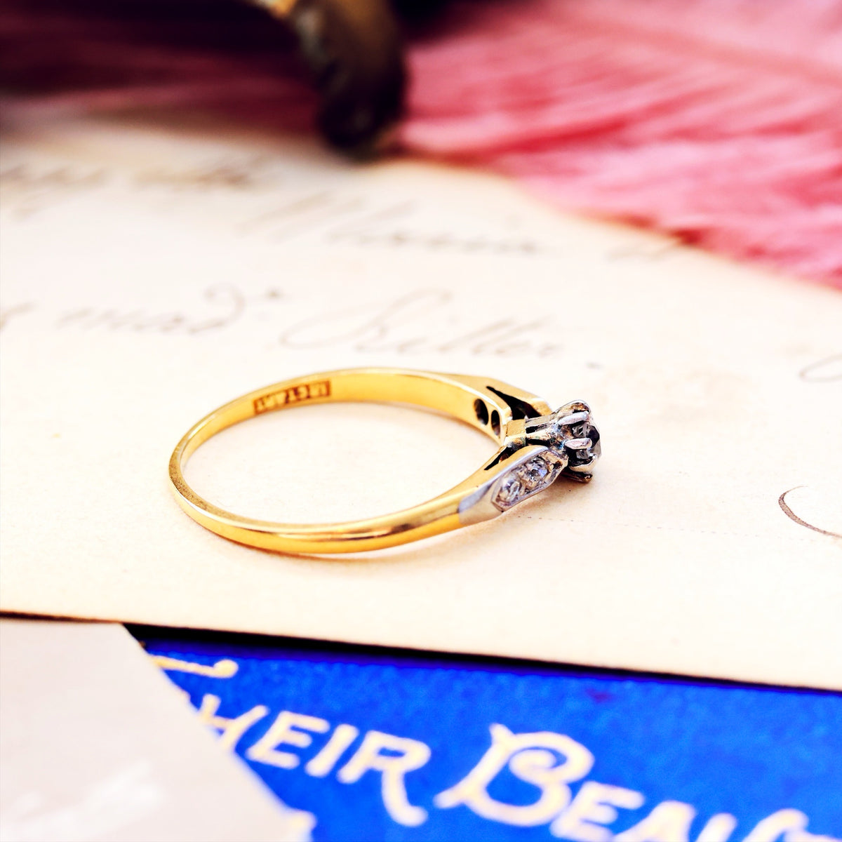 Vintage Hand Cut Diamond Solitaire Engagement Ring