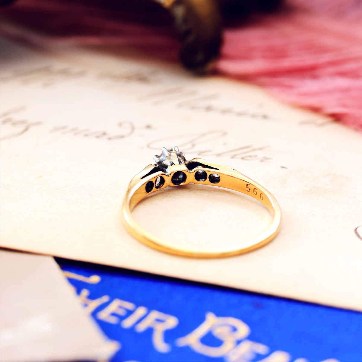 Vintage Hand Cut Diamond Solitaire Engagement Ring