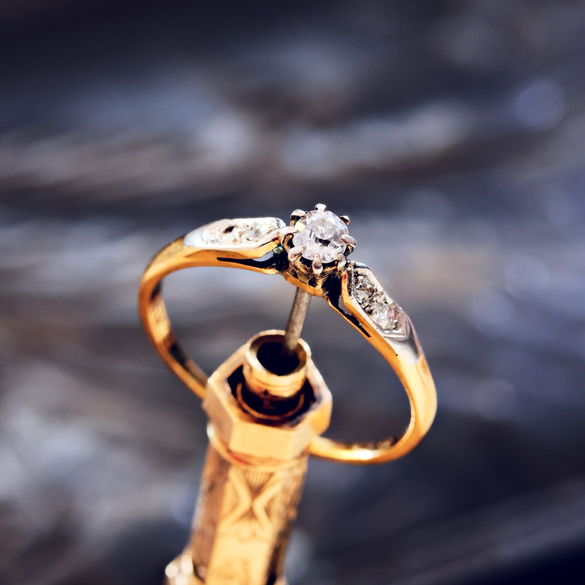 Vintage Hand Cut Diamond Solitaire Engagement Ring