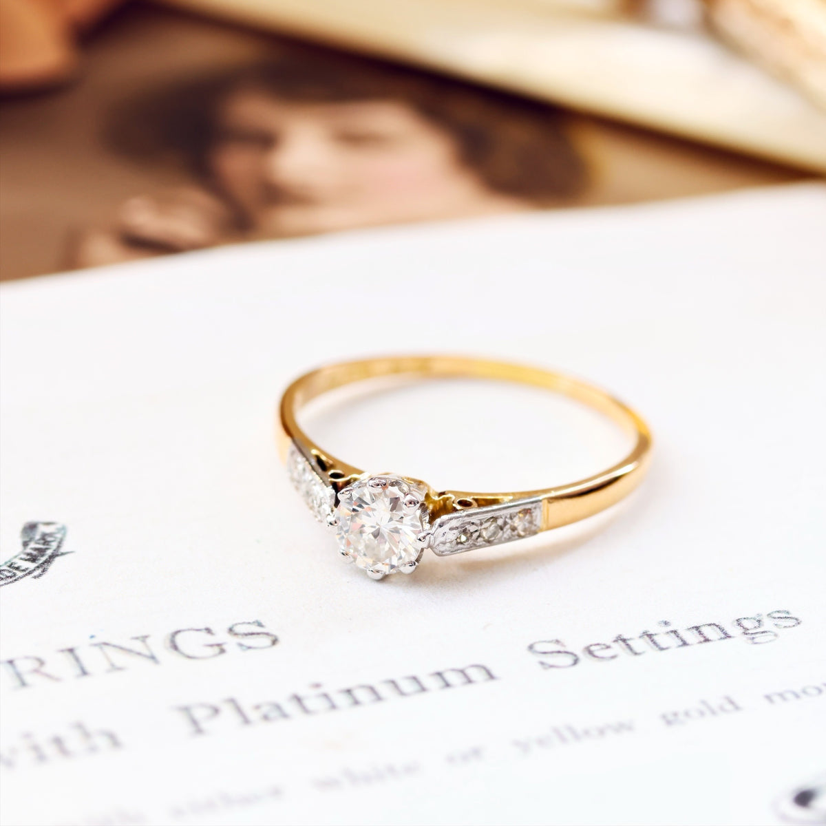 Classic Vintage Diamond Solitaire Engagement Ring