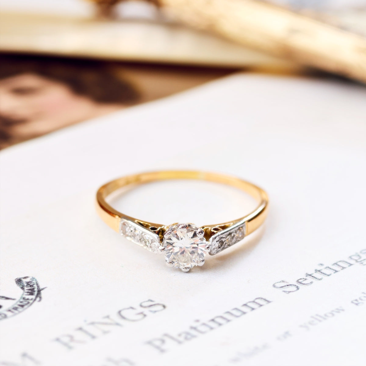 Classic Vintage Diamond Solitaire Engagement Ring