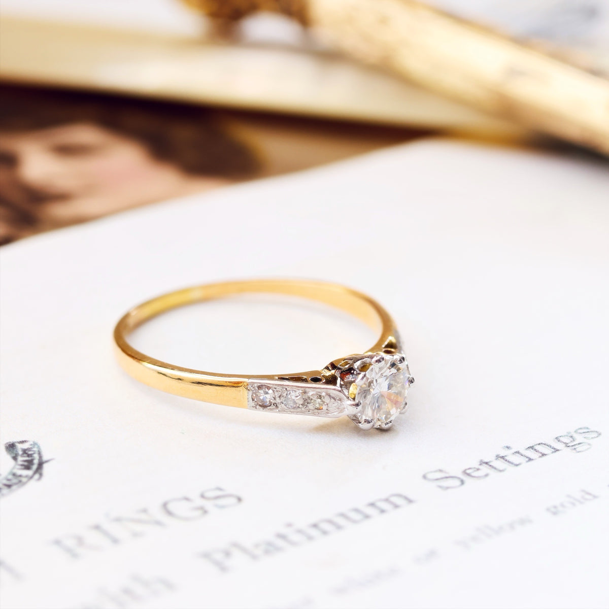 Classic Vintage Diamond Solitaire Engagement Ring