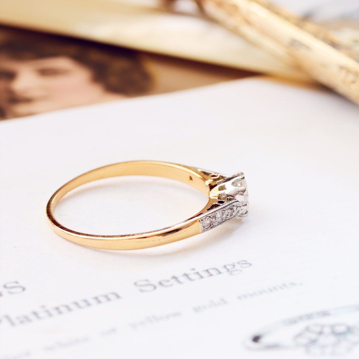 Classic Vintage Diamond Solitaire Engagement Ring