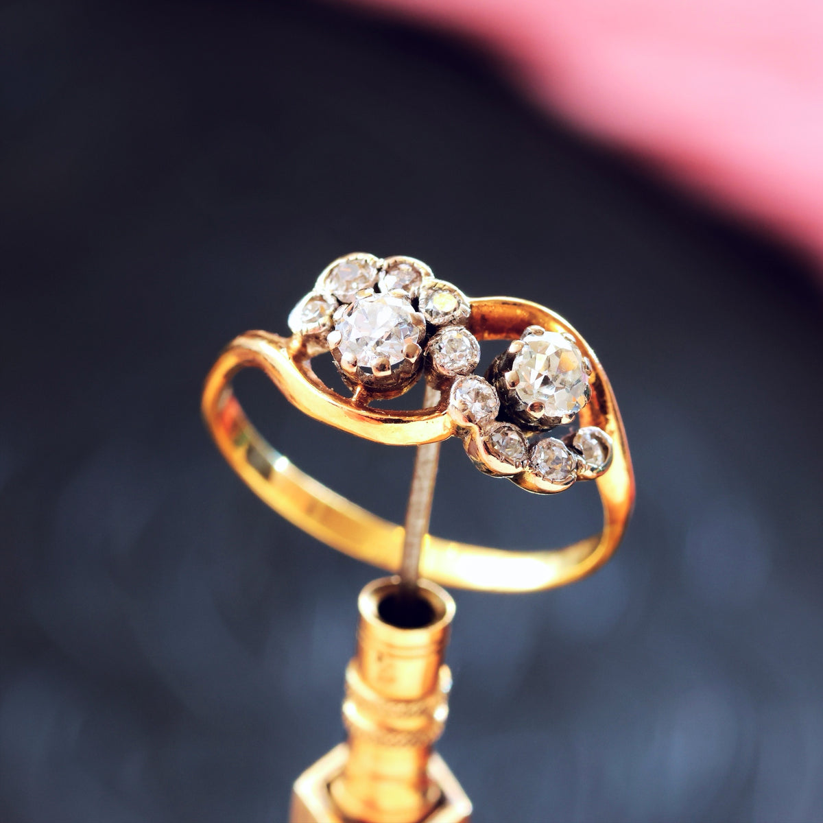 Unique Vintage Diamond 'Toi et Moi' Diamond Engagement Ring
