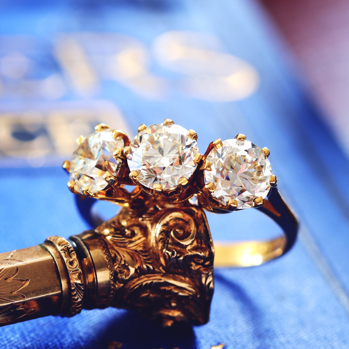 Exceptional! 2.40ct Vintage Diamond Trilogy Engagement Ring