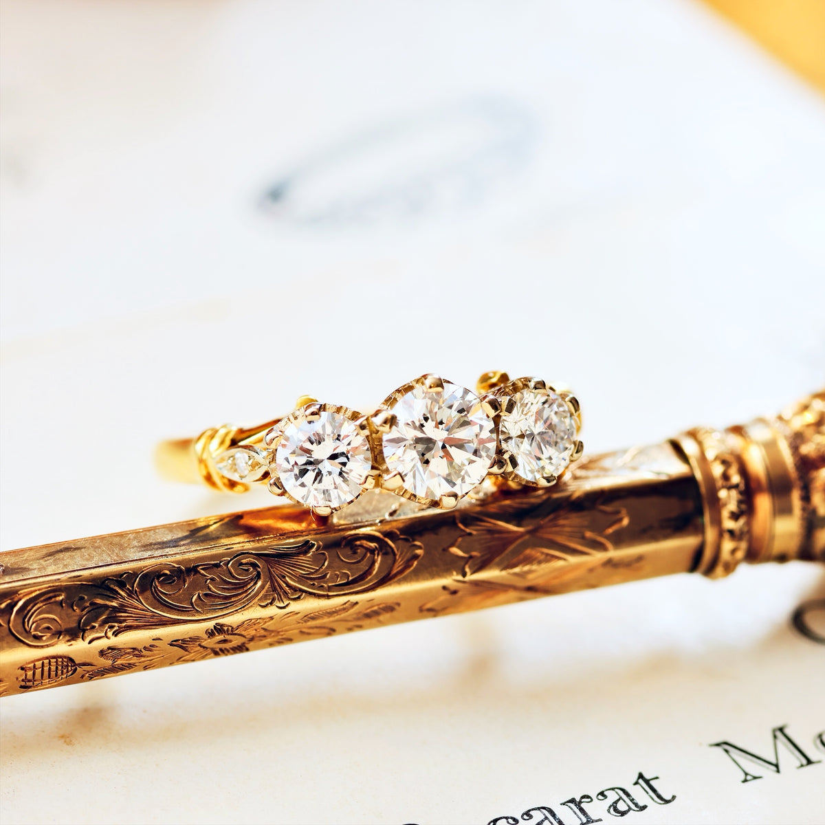 Sparkly Sensation! Vintage Diamond Trilogy Engagement Ring