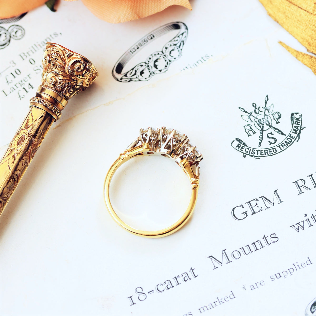 Sparkly Sensation! Vintage Diamond Trilogy Engagement Ring