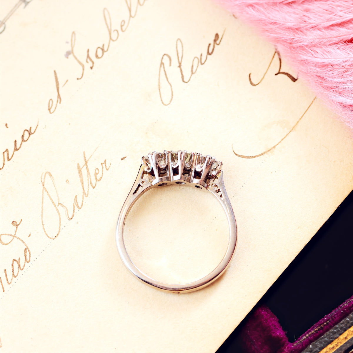 Sparkliest Vintage Diamond Trilogy Engagement Ring