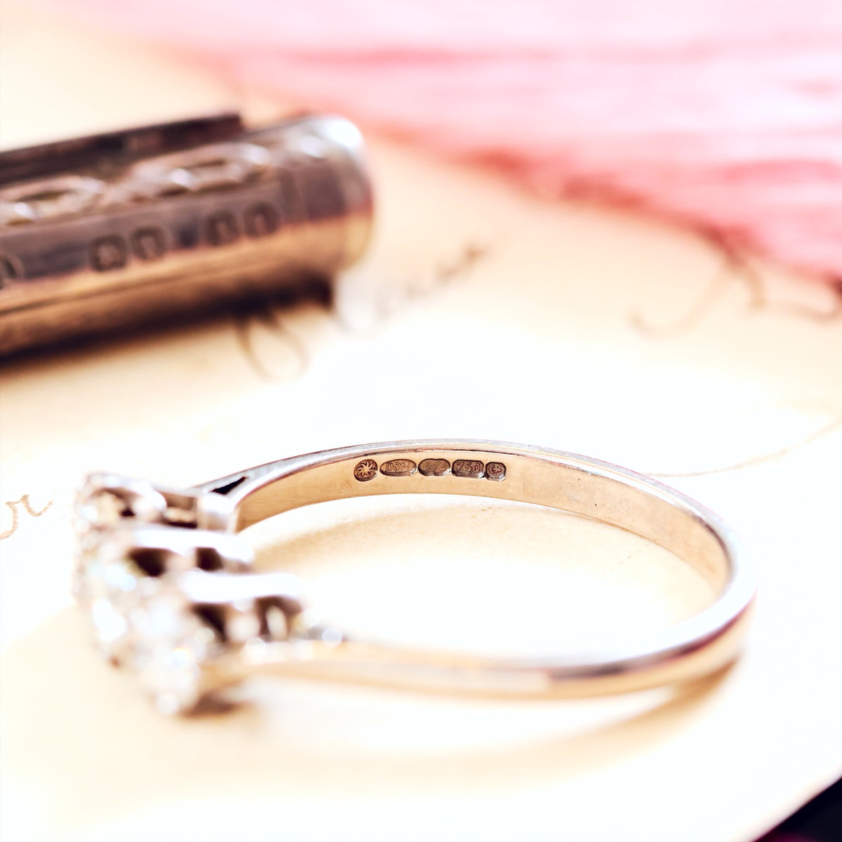 Sparkliest Vintage Diamond Trilogy Engagement Ring