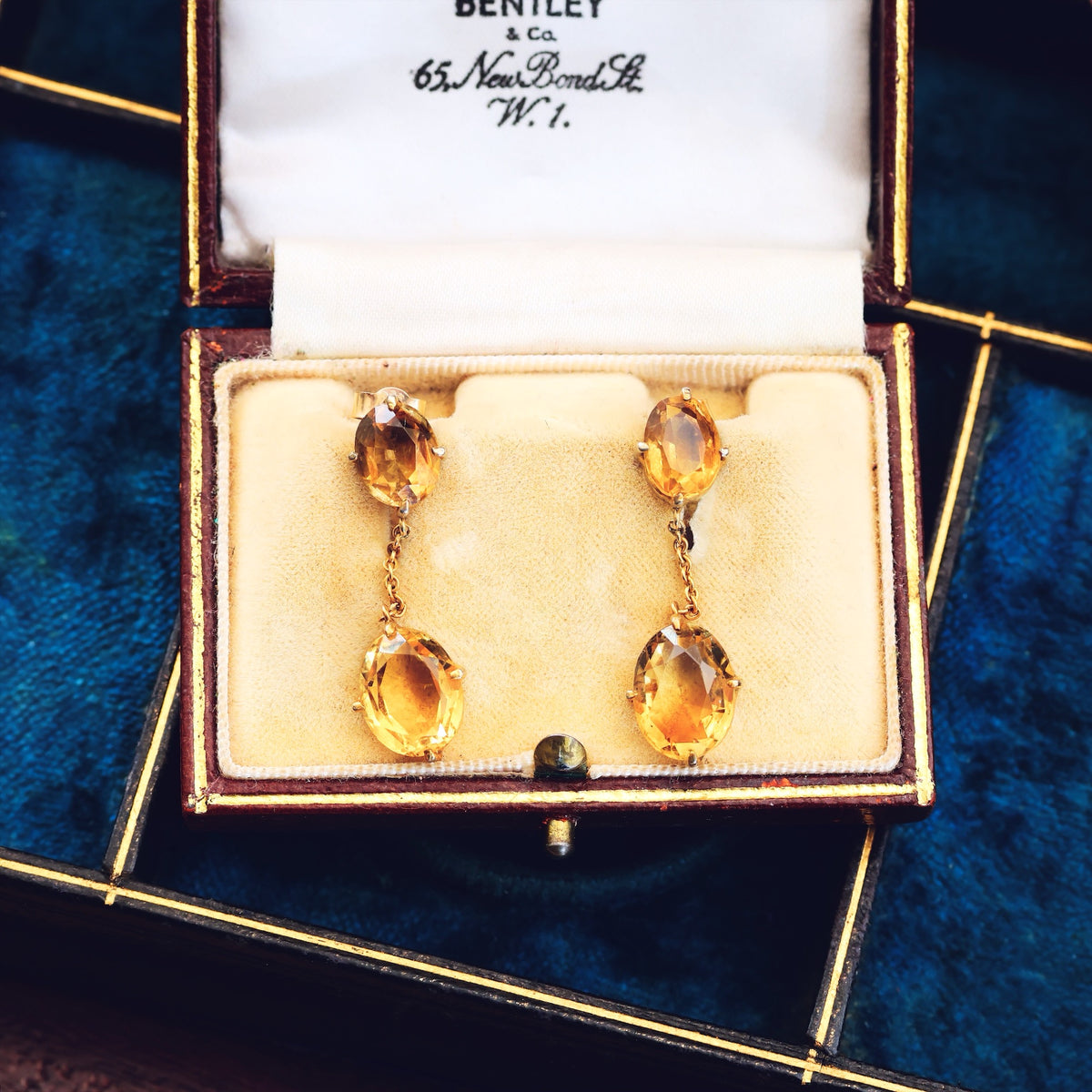 Vintage Glow! Dramatic Citrine Drop Earrings