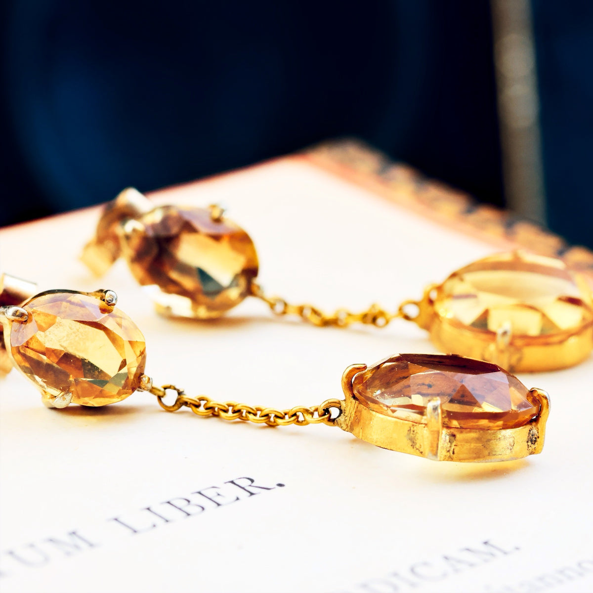 Vintage Glow! Dramatic Citrine Drop Earrings