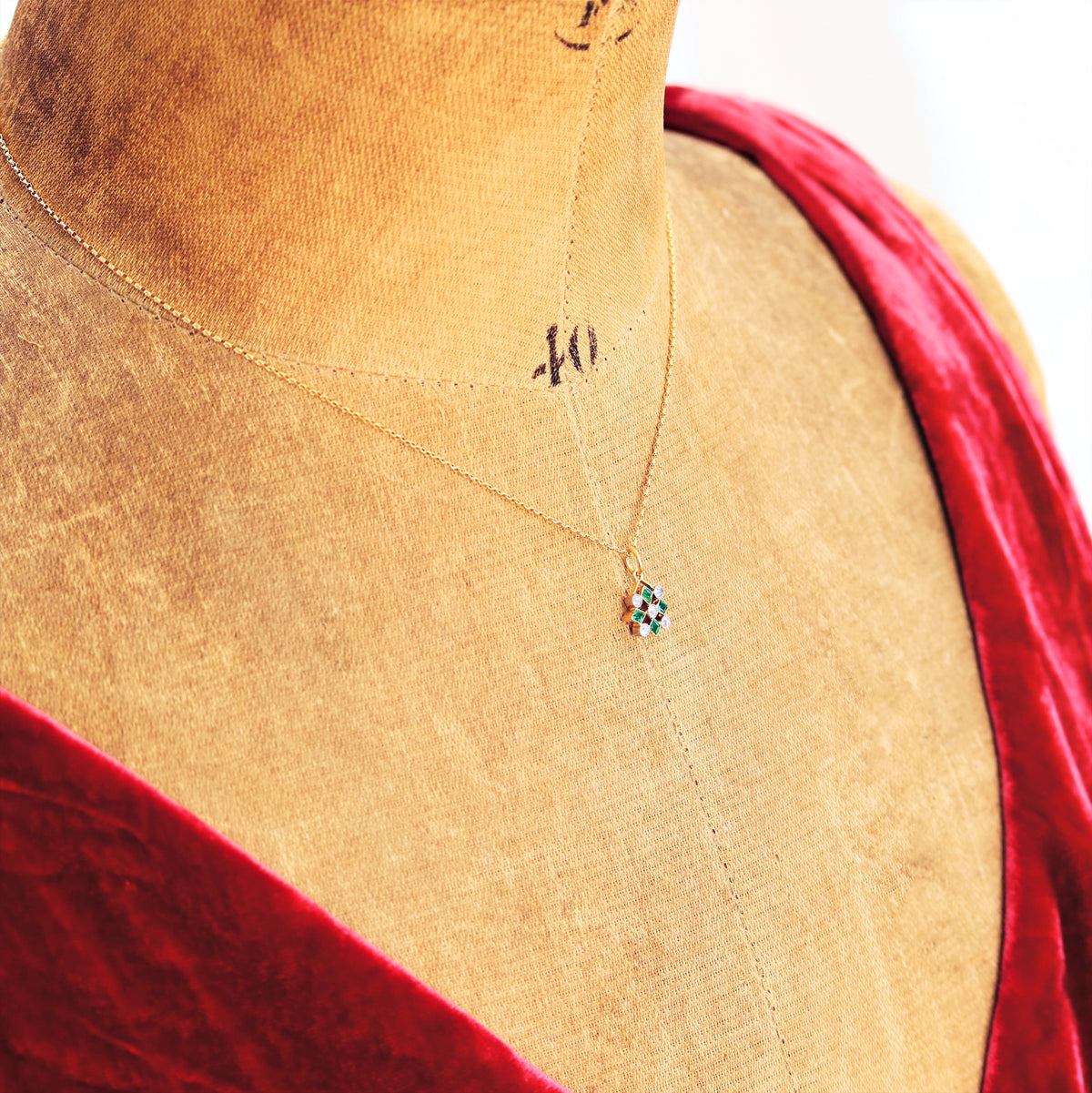 Vintage Edwardian Emerald & Diamond Pendant