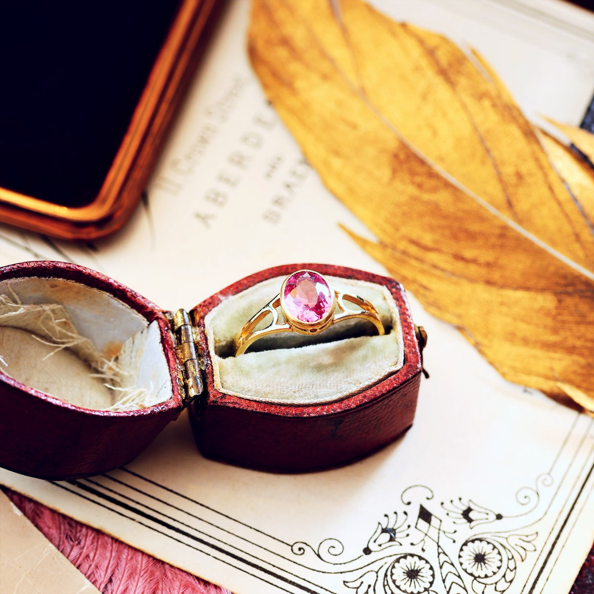 Edwardian Style 9ct Gold Pink Topaz Ring