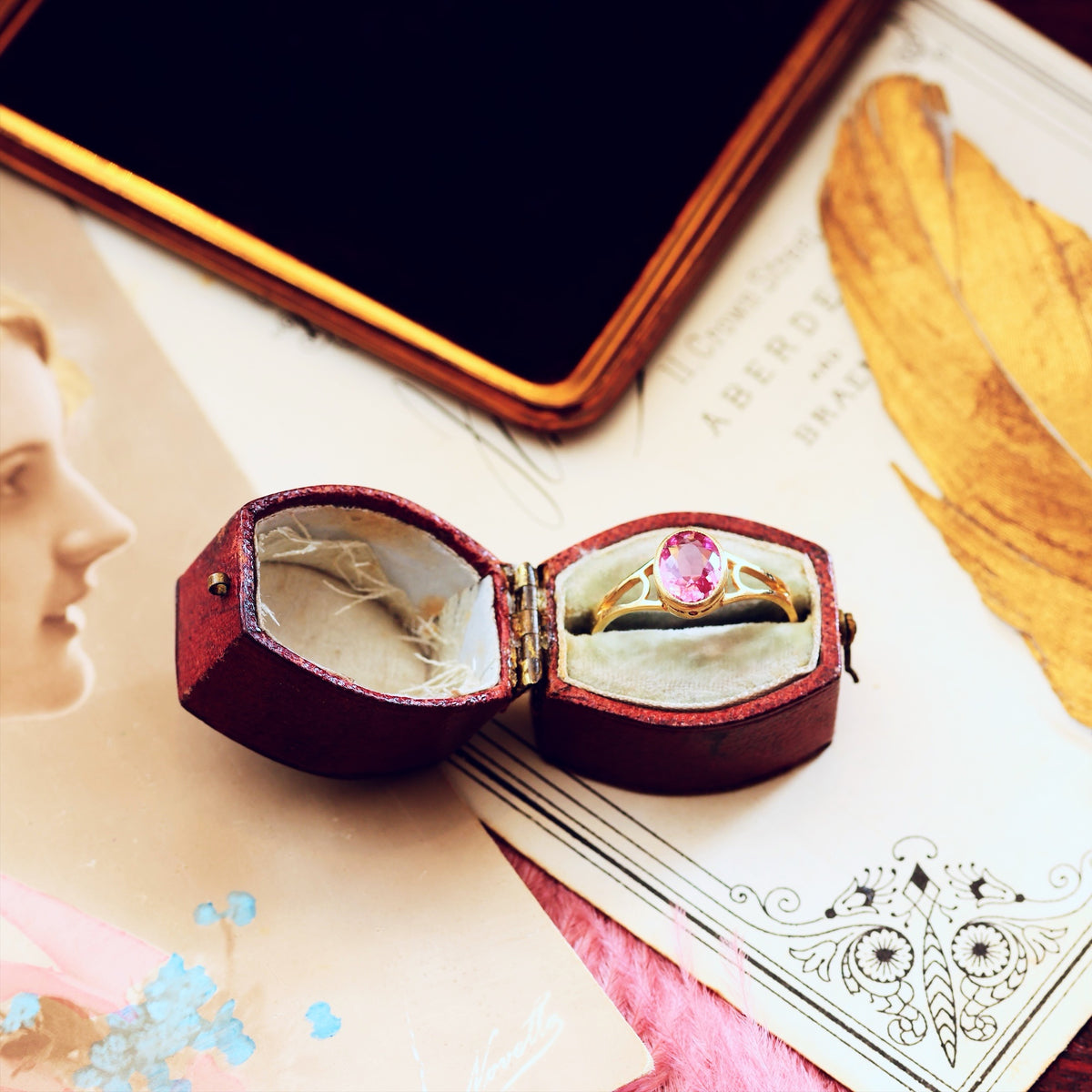 Edwardian Style 9ct Gold Pink Topaz Ring