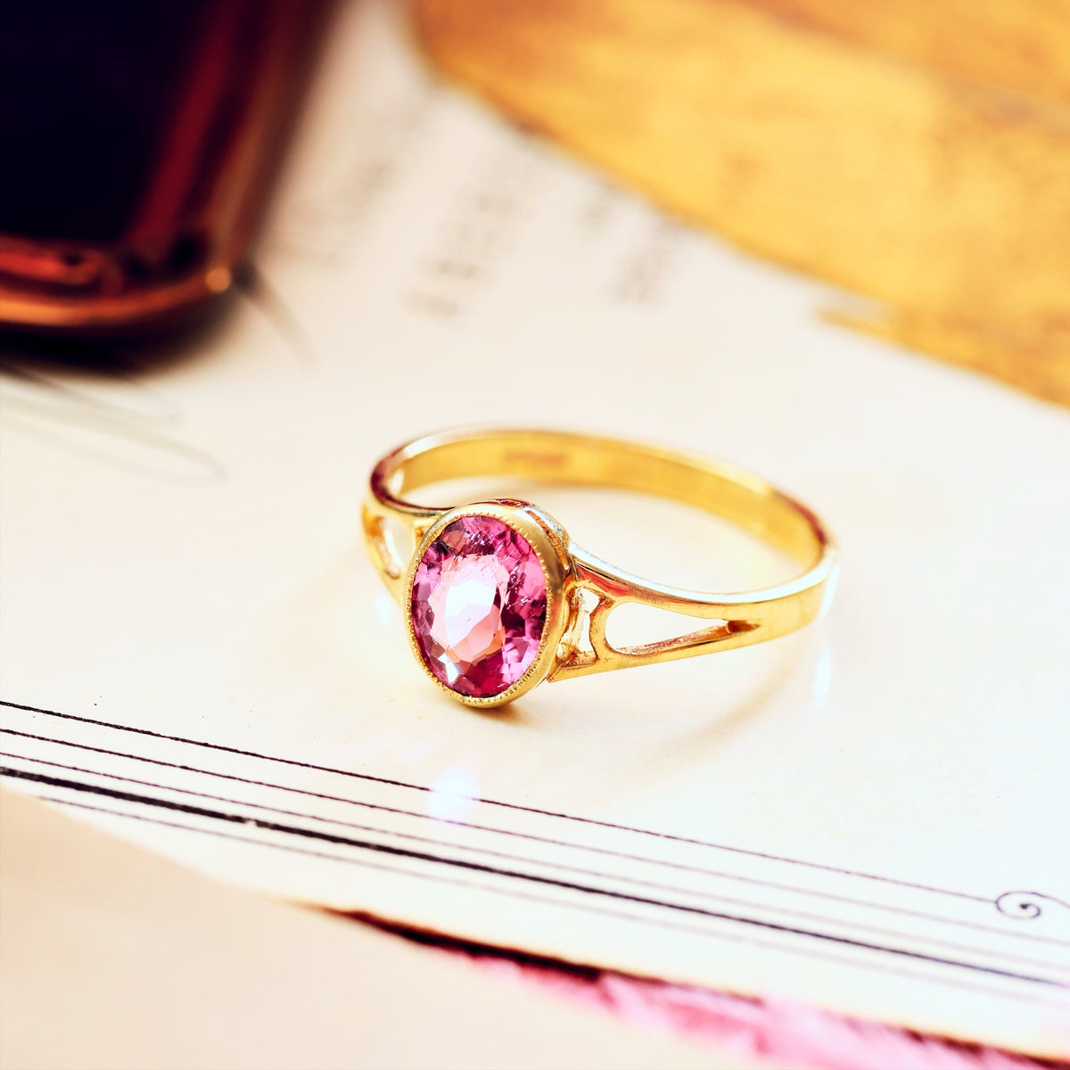 Edwardian Style 9ct Gold Pink Topaz Ring