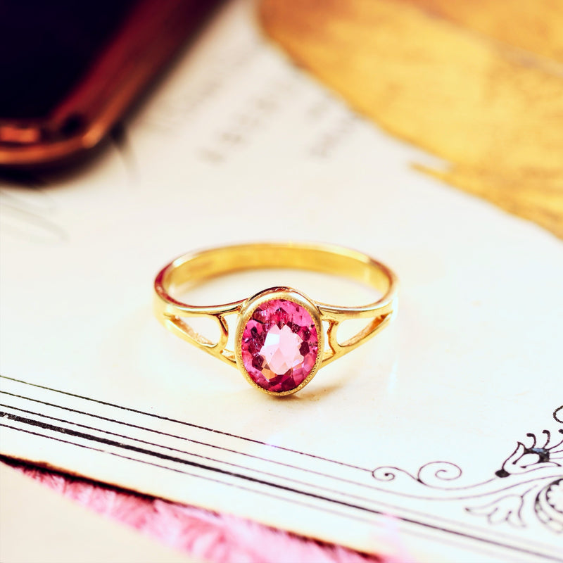 Edwardian Style 9ct Gold Pink Topaz Ring