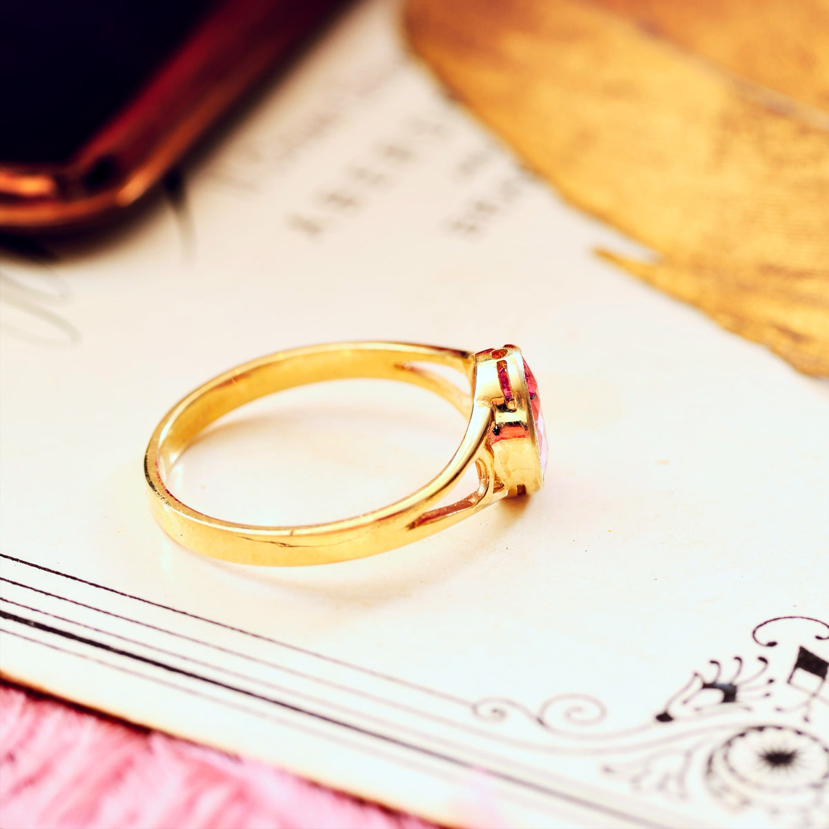 Edwardian Style 9ct Gold Pink Topaz Ring