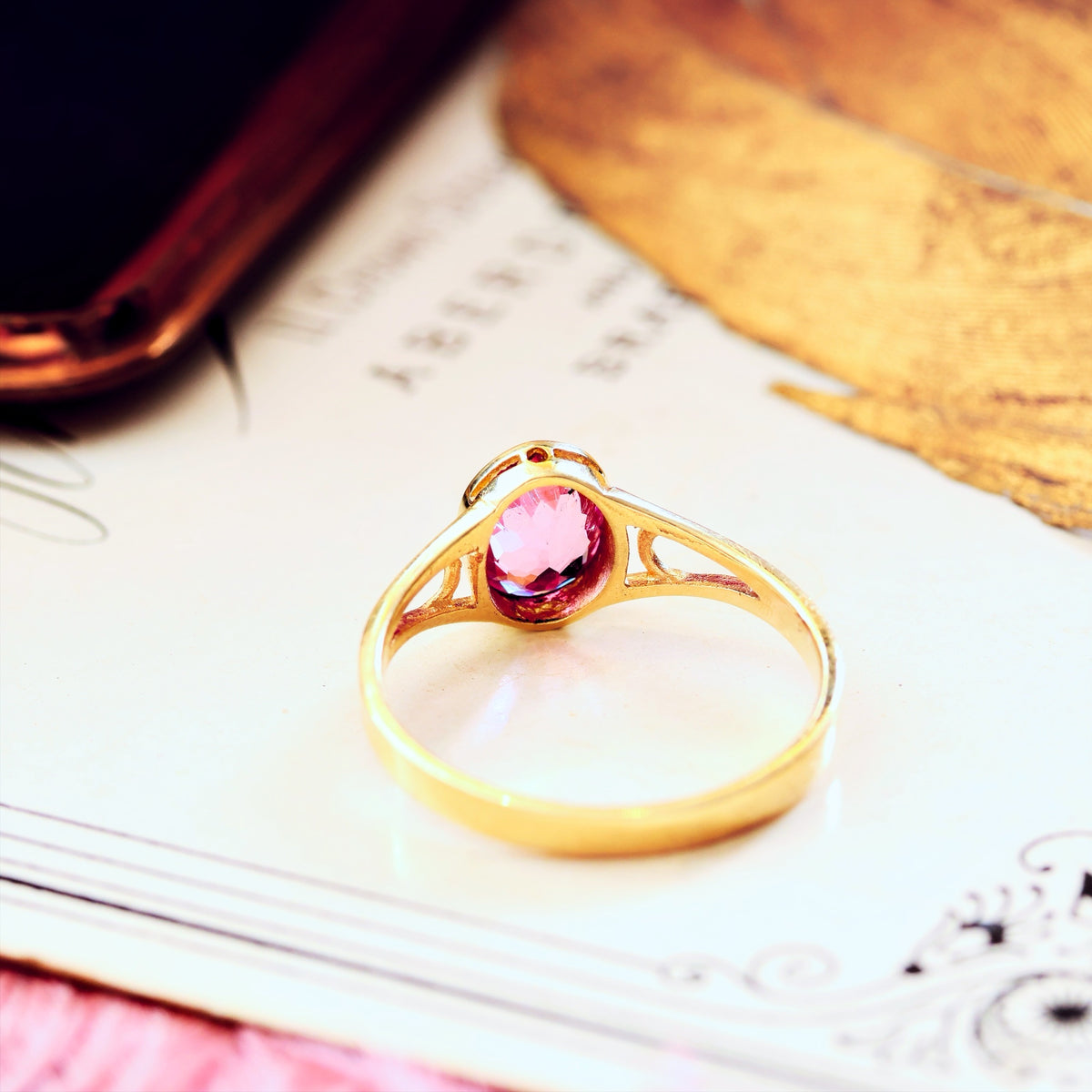 Edwardian Style 9ct Gold Pink Topaz Ring
