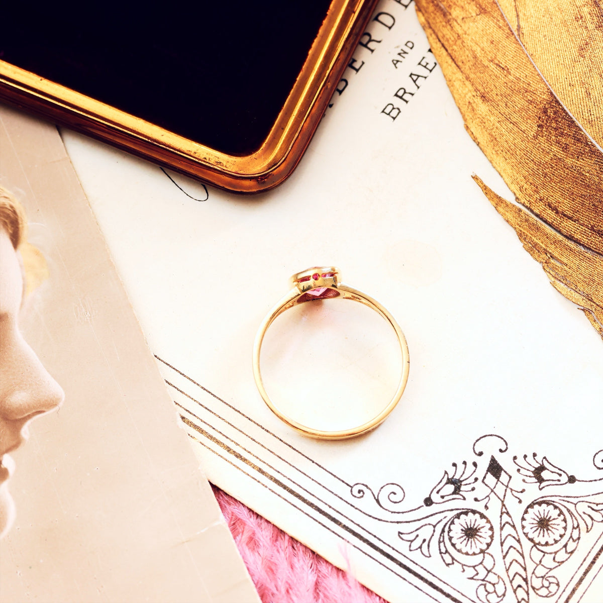 Edwardian Style 9ct Gold Pink Topaz Ring