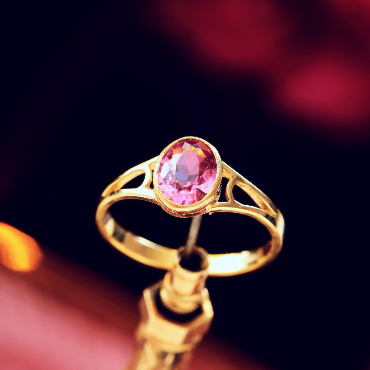 Edwardian Style 9ct Gold Pink Topaz Ring