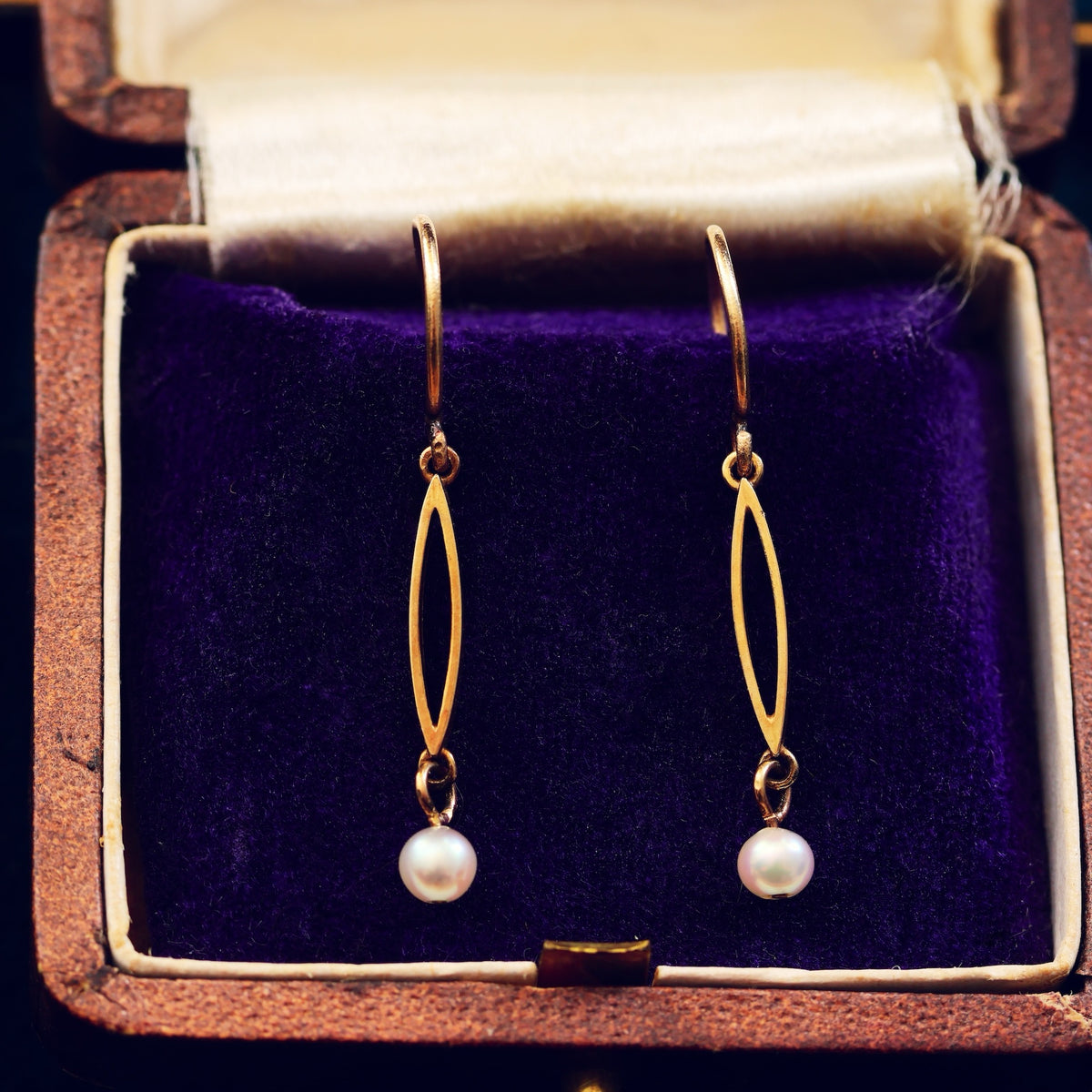 Vintage Edwardian Style Pearl Drop Earrings