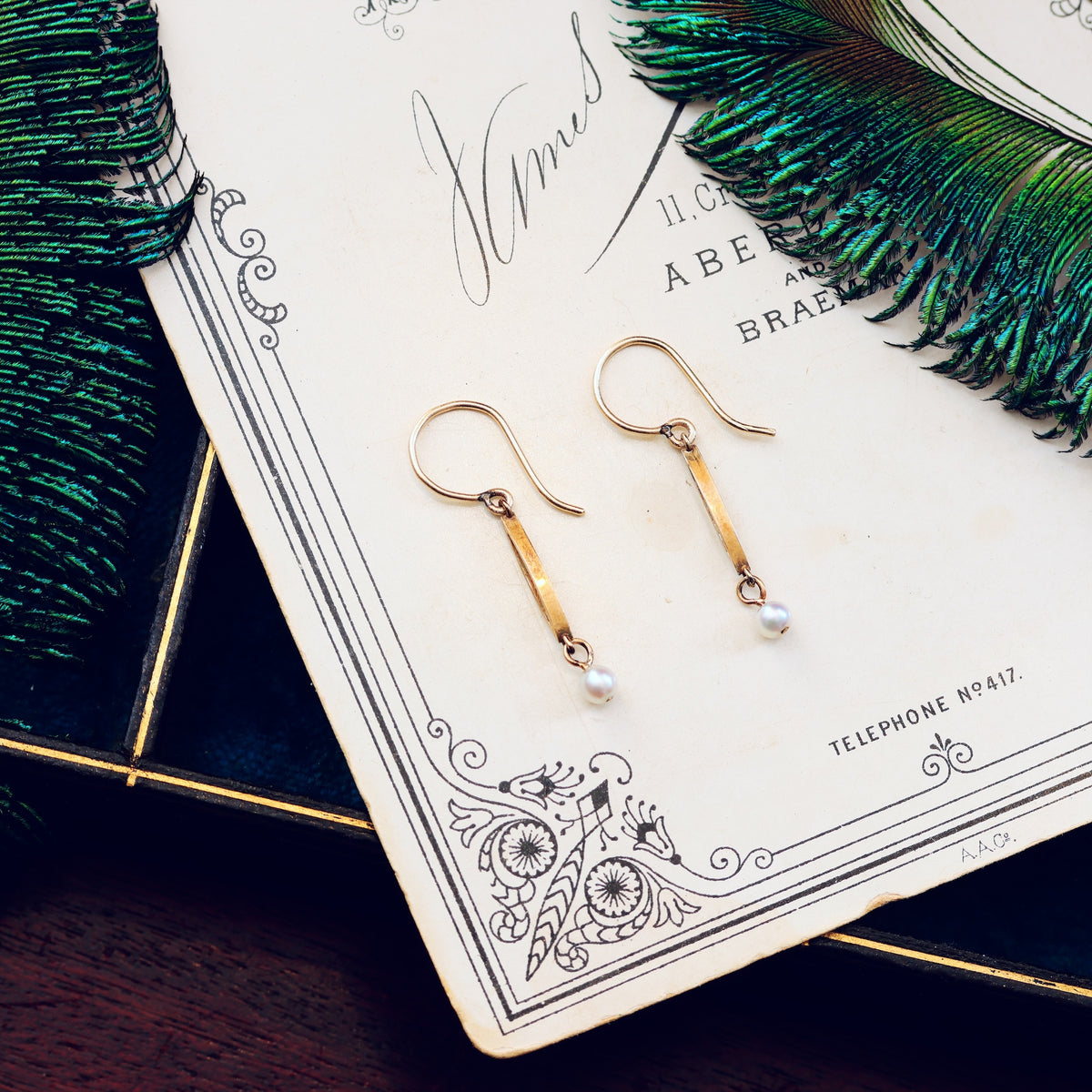 Vintage Edwardian Style Pearl Drop Earrings