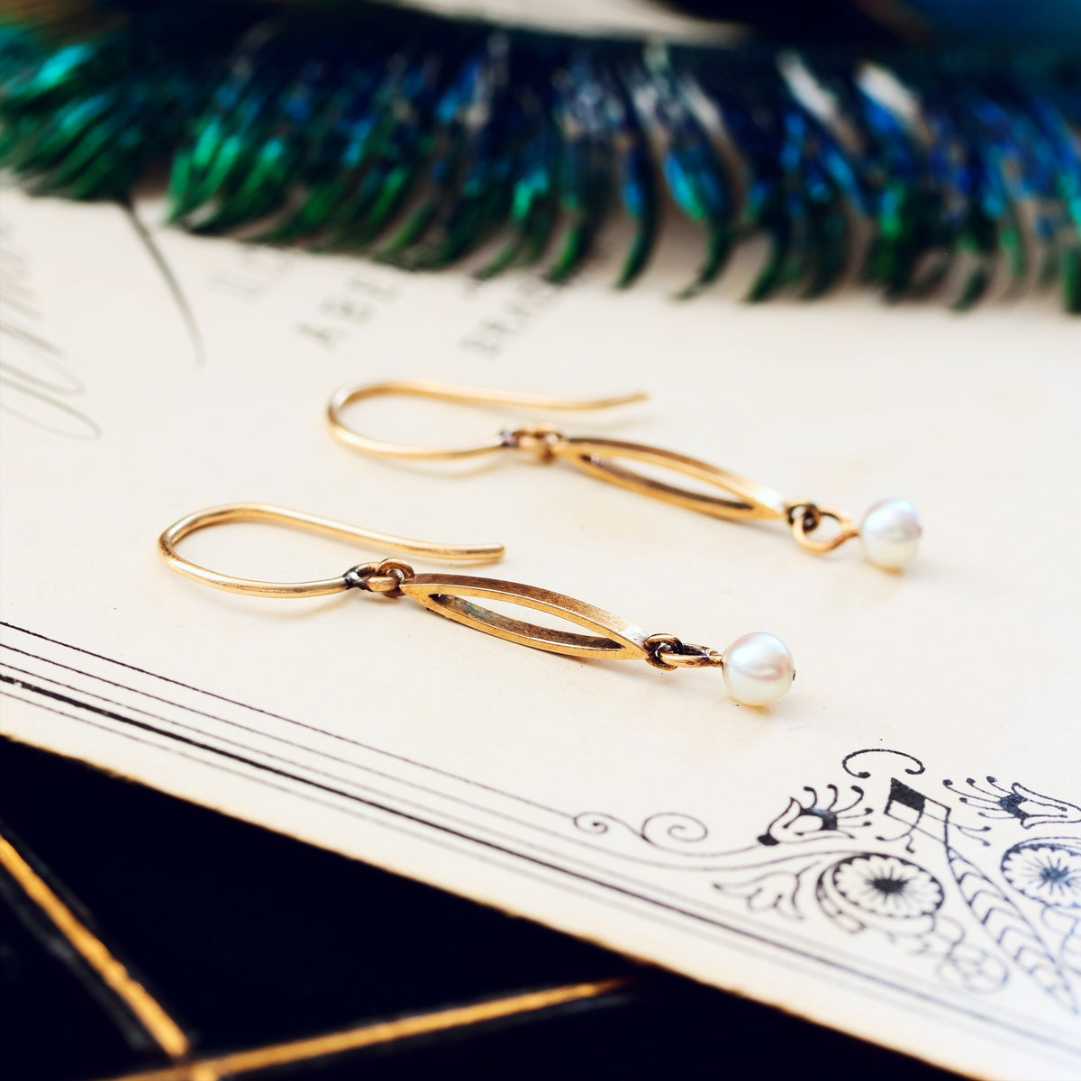 Vintage Edwardian Style Pearl Drop Earrings
