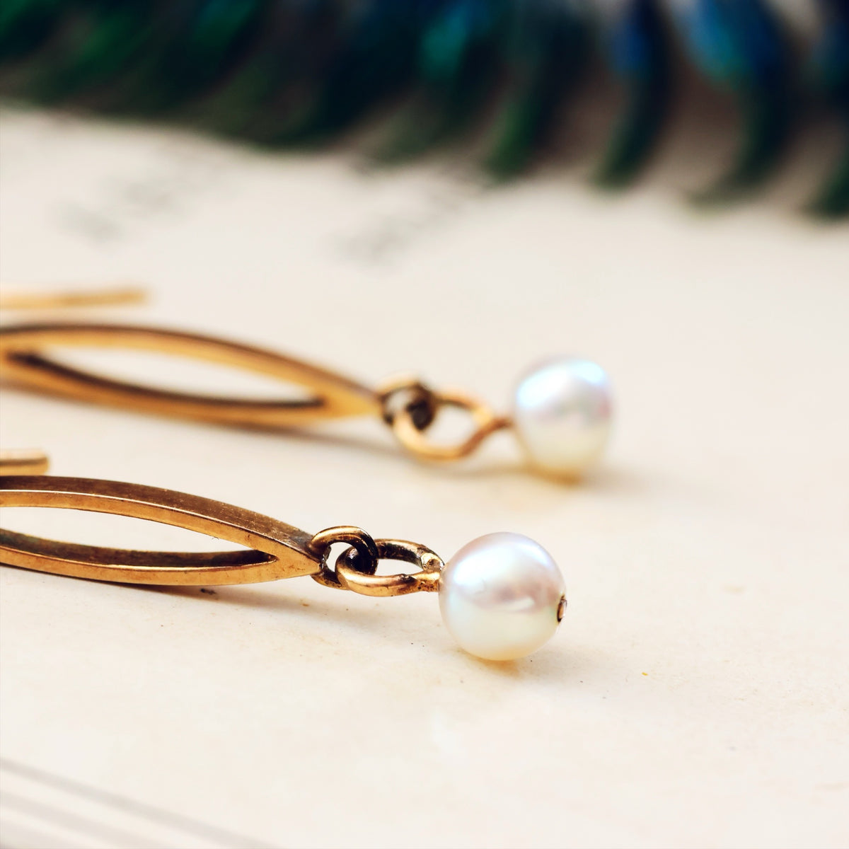 Vintage Edwardian Style Pearl Drop Earrings