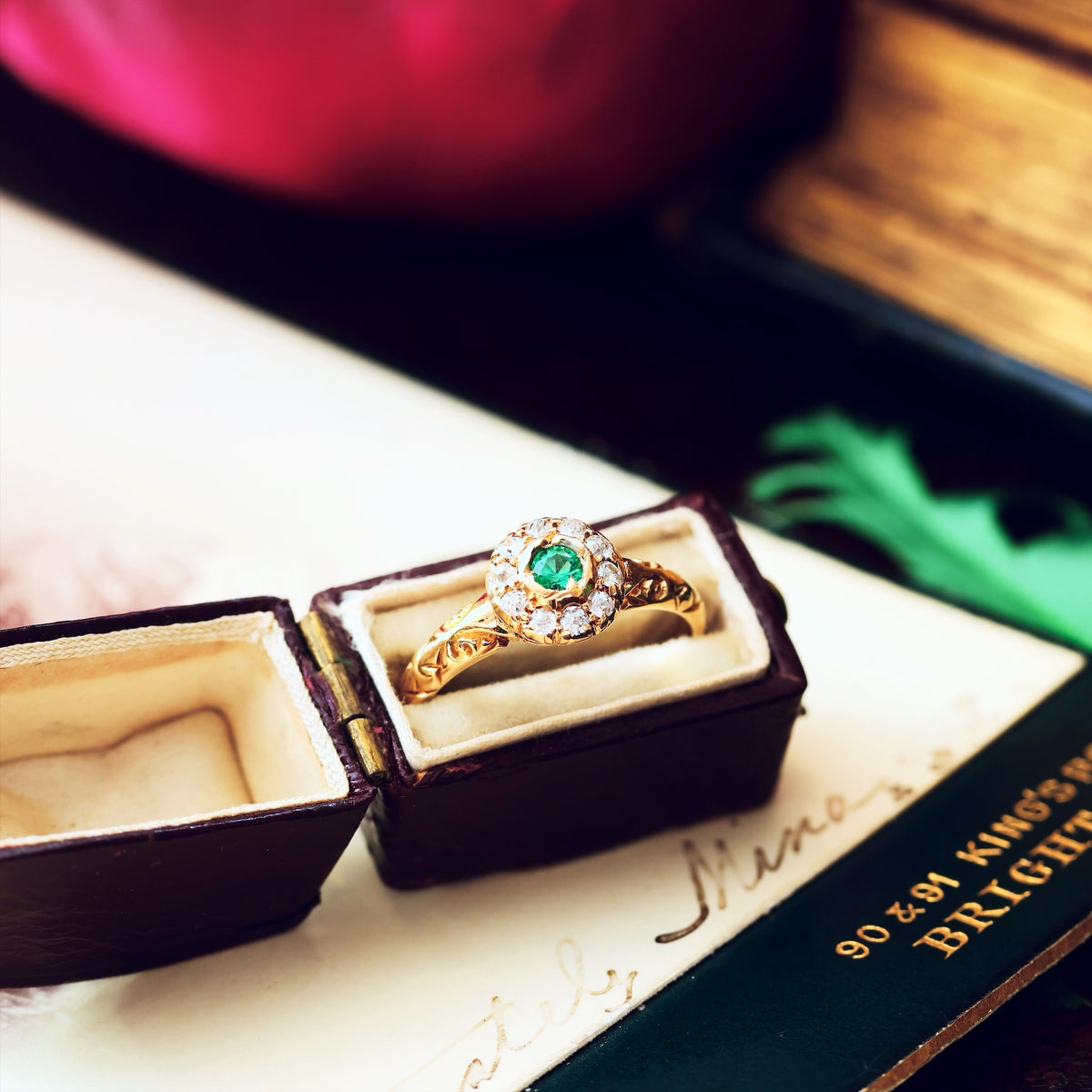 Date 1904 Emerald & Diamond Flowerette Engagement Ring
