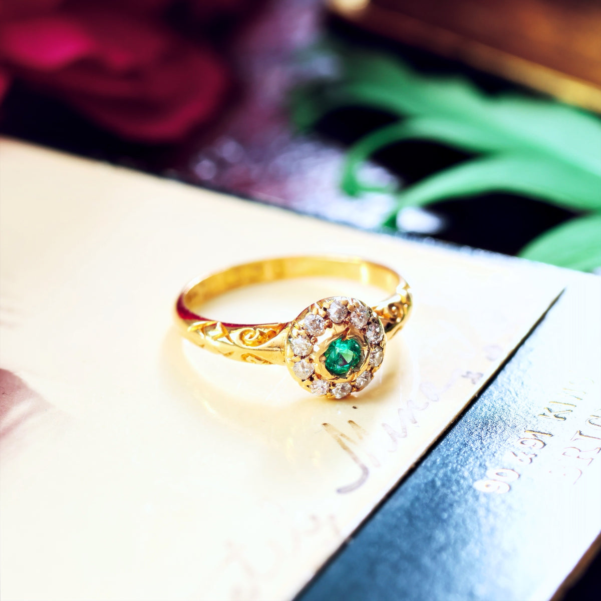 Date 1904 Emerald & Diamond Flowerette Engagement Ring