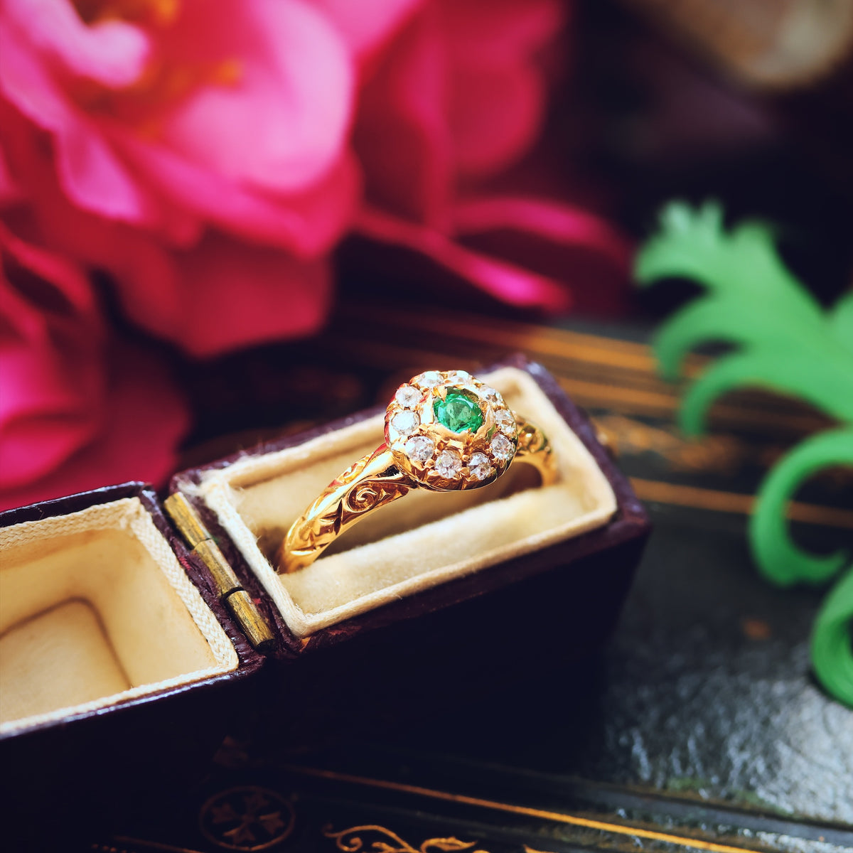 Date 1904 Emerald & Diamond Flowerette Engagement Ring