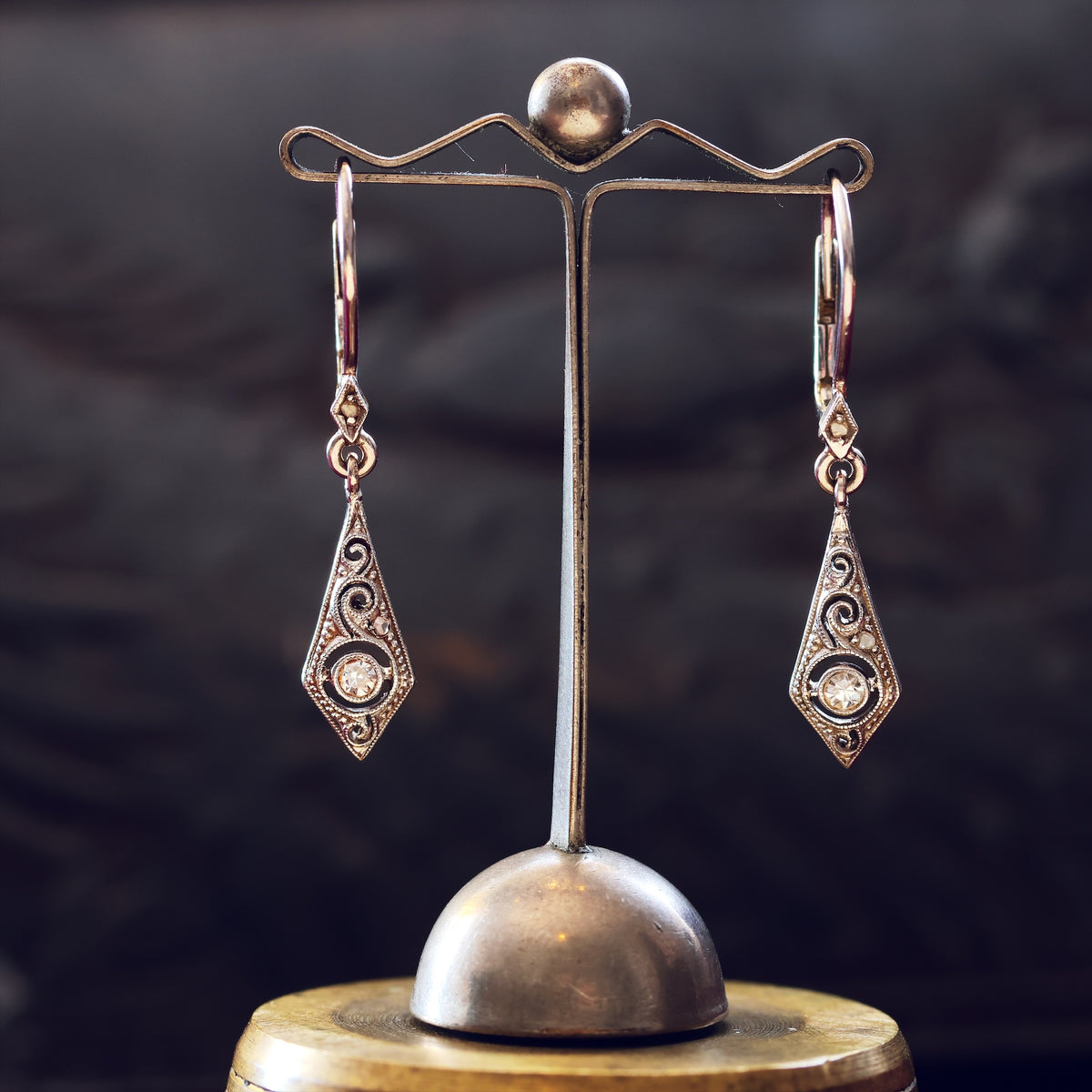 Darling Vintage Filigree Diamond Earrings