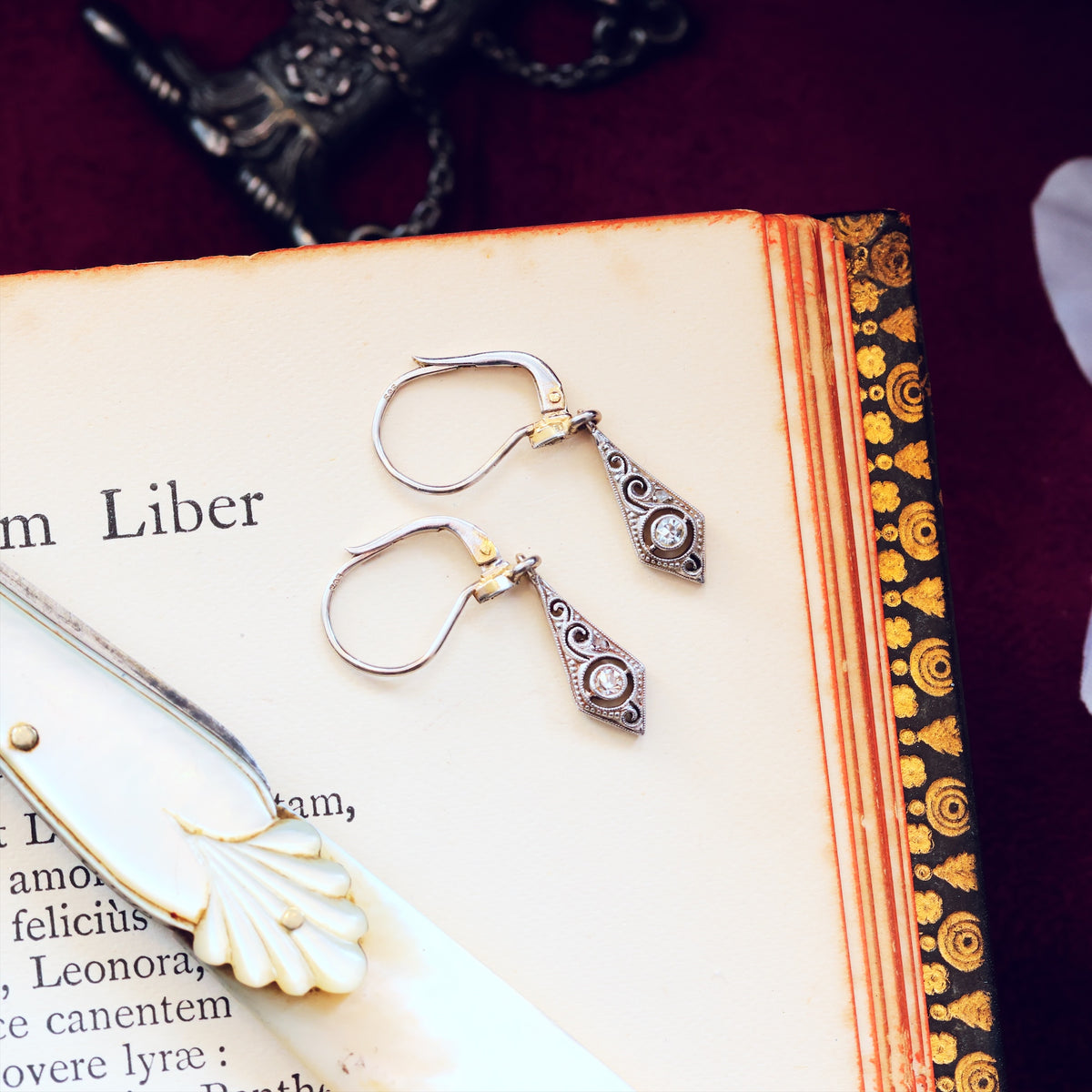 Darling Vintage Filigree Diamond Earrings