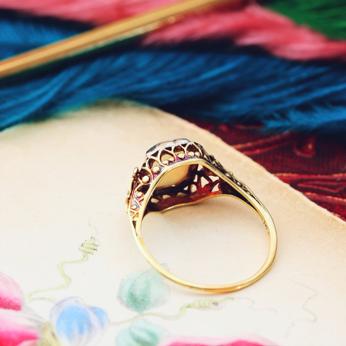 A Dramatic Vintage Filigree Opal Dress Ring