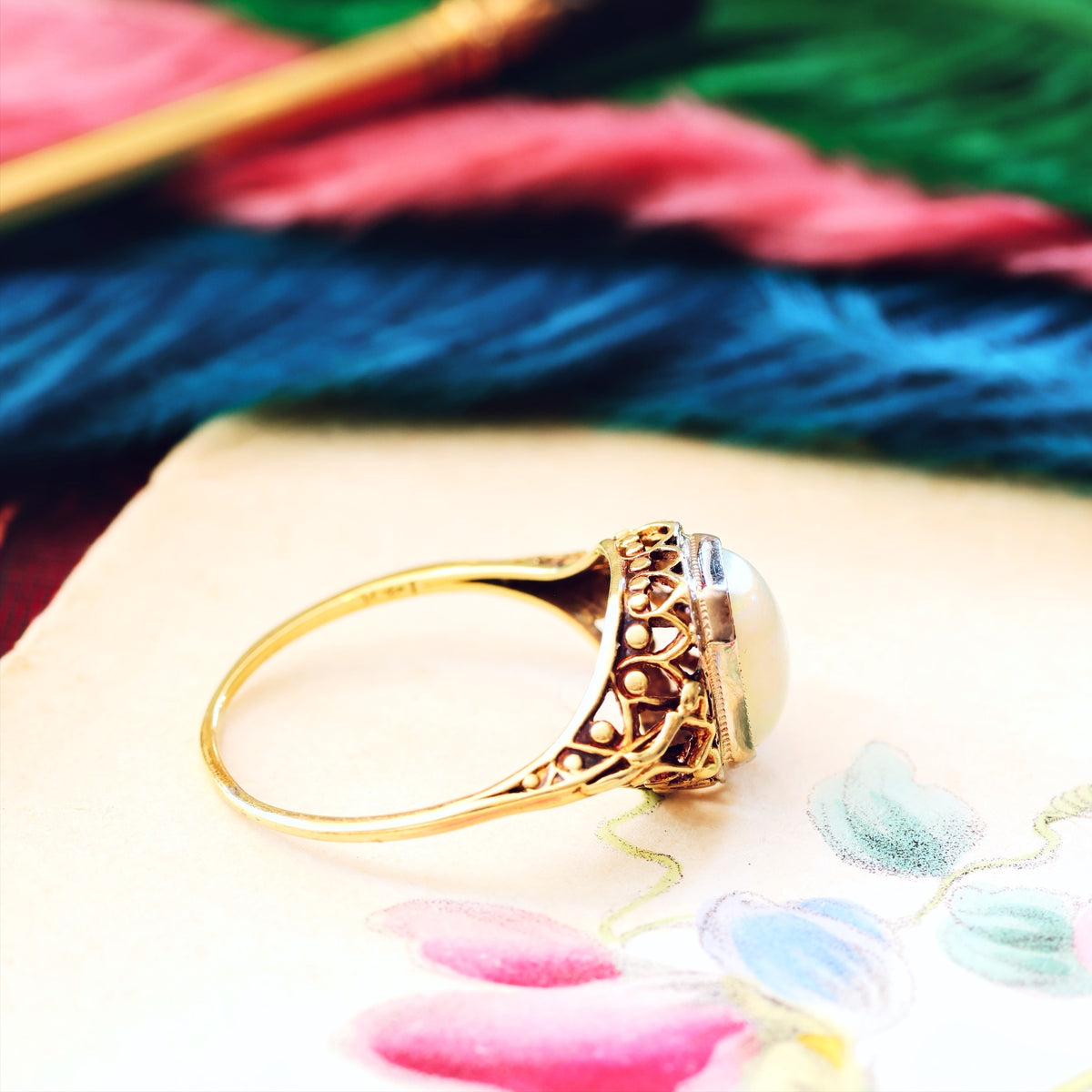 A Dramatic Vintage Filigree Opal Dress Ring